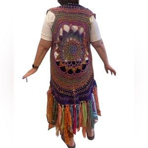 Handcrafted crochet artesian Forest Fae Vest size 2X